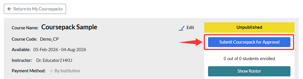 submit button for approval